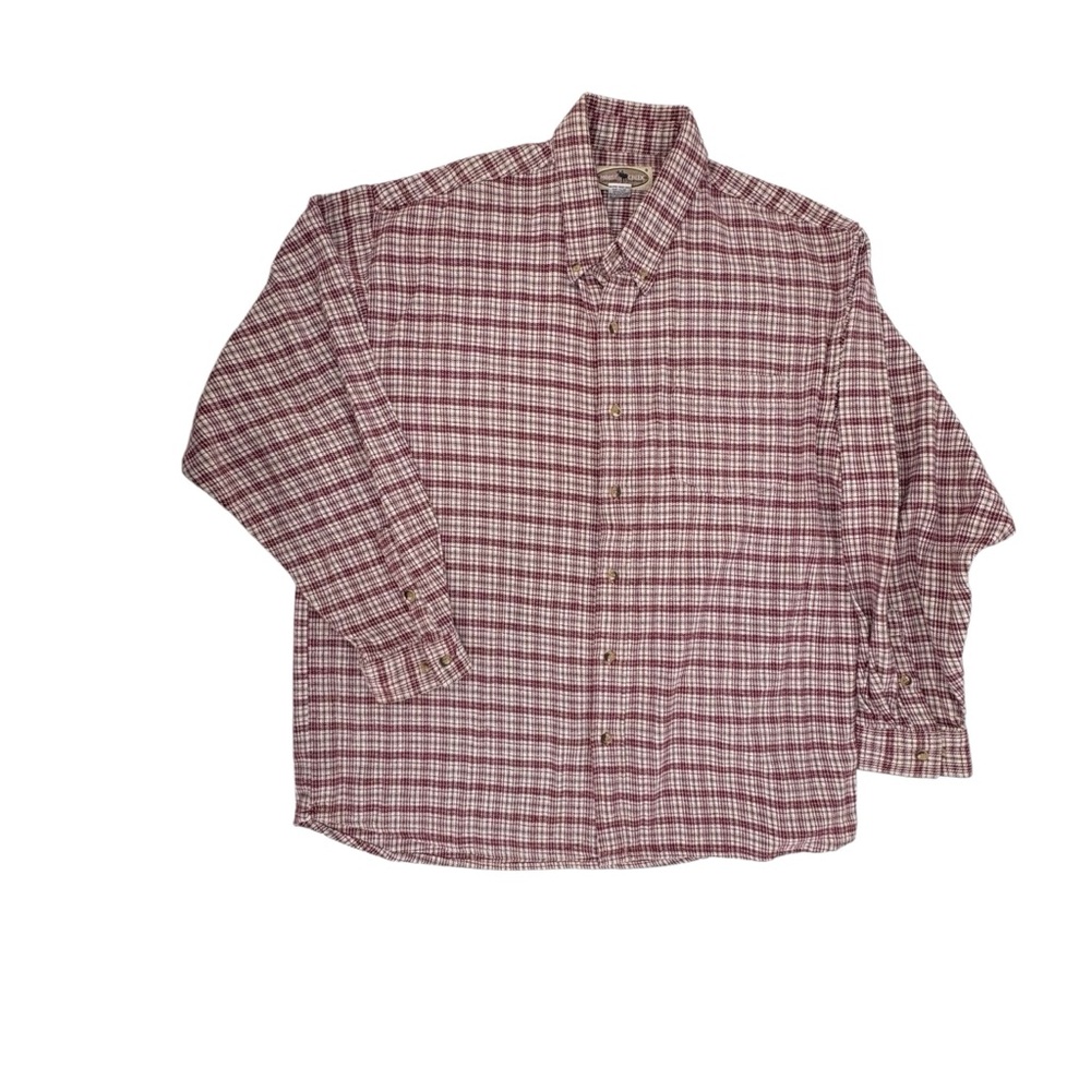 Moose Creek Shirt Burgundy Plaid Heavy Flannel Long Sleeve‎ Pocket Men's XL
